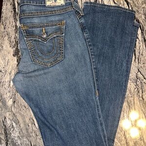 True Religion Women's Classic Blue Straight Leg Jeans